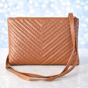 Tan Leather Studded Crossbody.